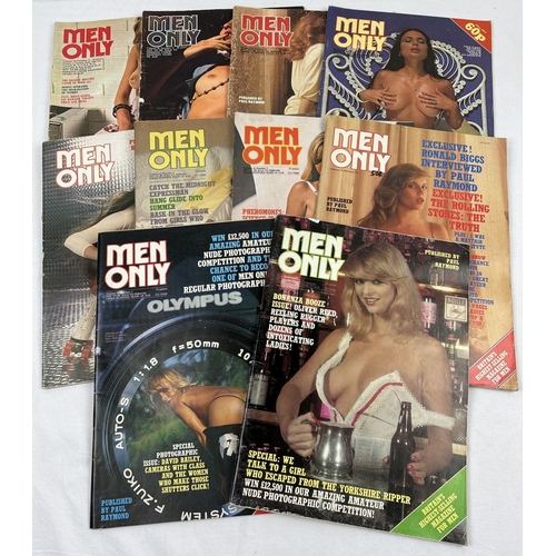 10 - 10 vintage 1970's issues of Men Only, adult erotic magazine from Paul Raymond.