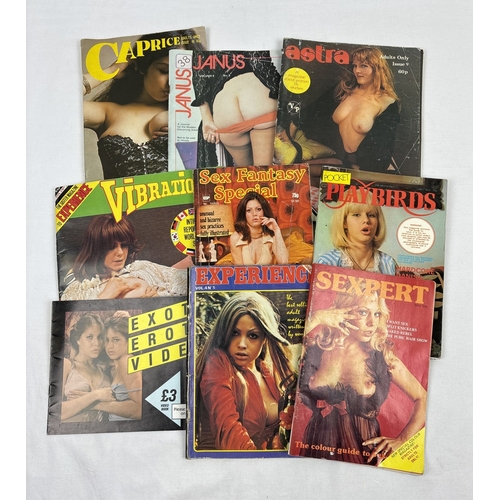 57 - 9 assorted vintage smaller sized adult erotic magazines to include Pocket Playbirds, Sexpert, Janus,... 