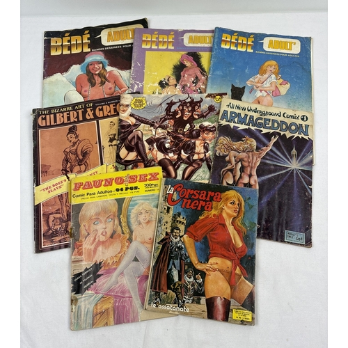 65 - 8 assorted vintage adult erotic art magazines & comic books to include works from Stanton and Gilber... 