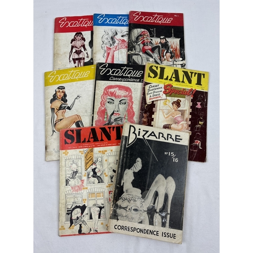 75 - 8 vintage smaller sized specialist fetish adult erotic magazines to include Exotique, Slant and Biza... 