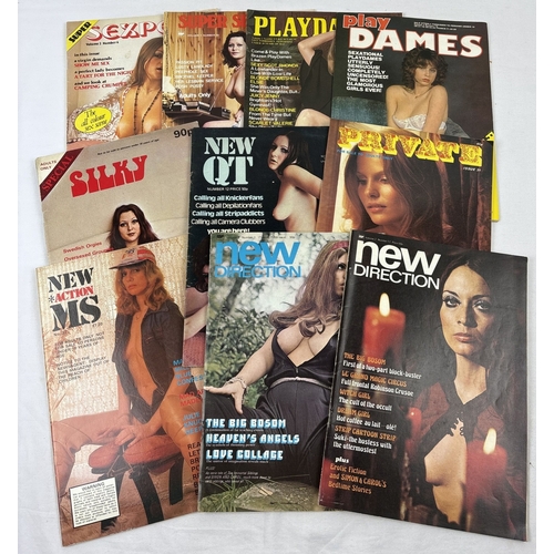 105 - 10 assorted vintage 1970's adult erotic magazines, to include Play Dames, Private, New Direction, Se... 