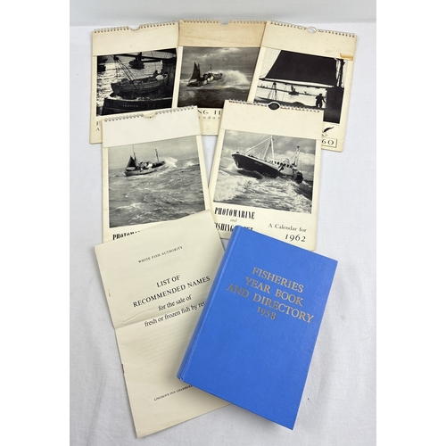 104 - A collection of vintage fishing related ephemera. Fisheries Year Book and Directory 1958 together wi... 