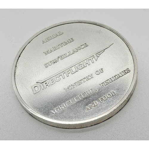 2 - A silver medallion coin for Aerial Maritime Surveillance Directflight Ministry of Agriculture, Fishe... 