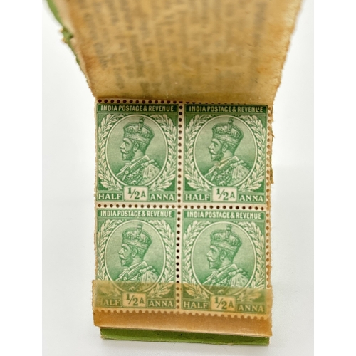 42 - An early 20th century British Commonwealth India one Rupee stamp booklet containing ½Anna stamps - i... 