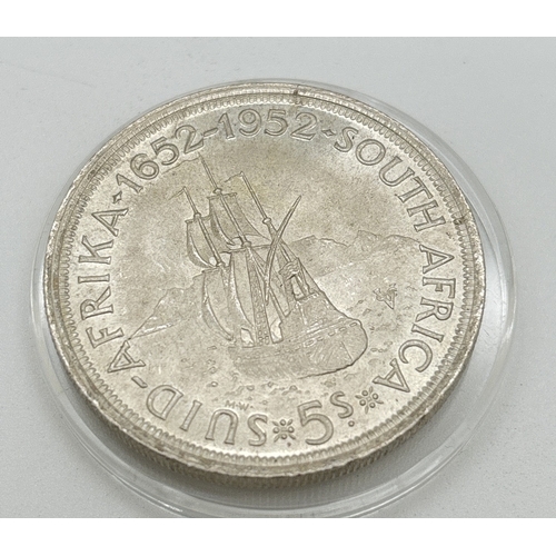 5 - A 1952 George VI South African .500 silver 5 shilling coin for 300th Cape Town Anniversary. George V... 