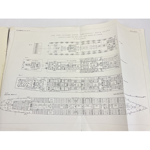 106 - Pages from the Cunard Line RMS Aquitania Engineering book, dated May 1914. Includes mostly black & w... 