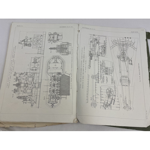 106 - Pages from the Cunard Line RMS Aquitania Engineering book, dated May 1914. Includes mostly black & w... 