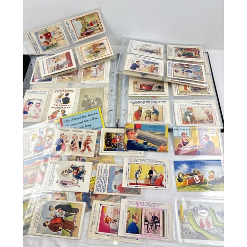 243 - A large postcard album containing approx. 240 assorted vintage humorous postcards, in clear plastic ... 