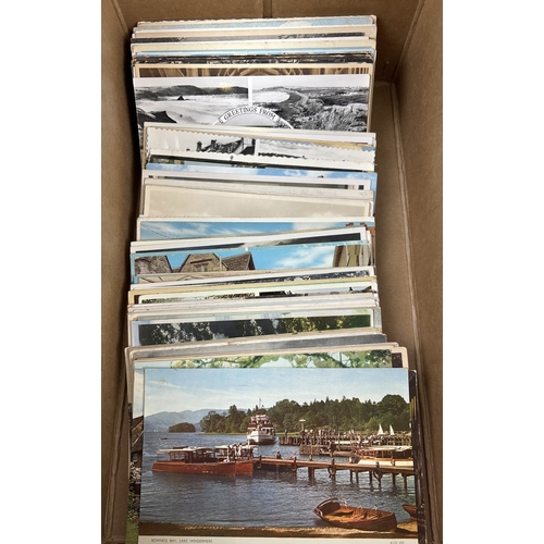 247 - 400 assorted Edwardian & vintage black & white and coloured British postcards, to include RP's. In a... 