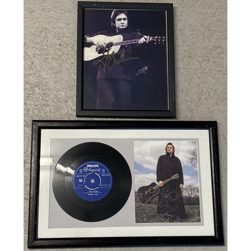 109 - 2 framed & glazed Johnny Cash memorabilia items. A signed Johnny Cash photograph with Certificate of... 