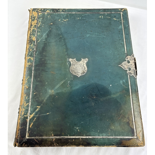 111 - A large Victorian album of the DuPont family with silver clasp and shield to front. Containing Mason... 