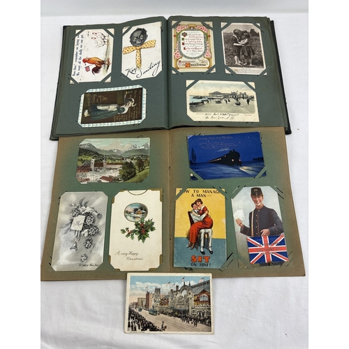 250 - 2 vintage postcard albums containing 150+ assorted Edwardian & vintage photographs, postcards and gr... 