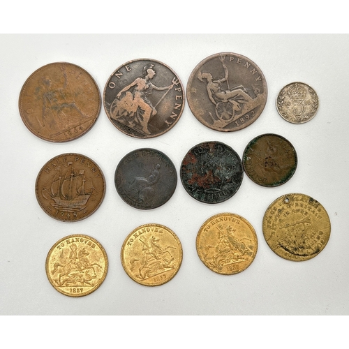 29 - A collection of 12 assorted antique & vintage coins to include George III, Victoria, Edward VII & Ge... 