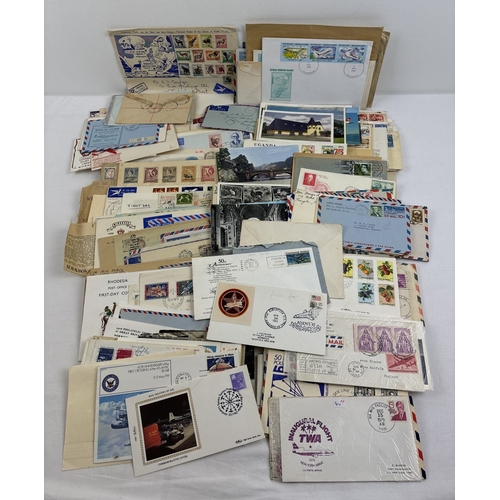 69 - A box of assorted vintage international Air Mail envelopes, First Day Covers and correspondence to i... 