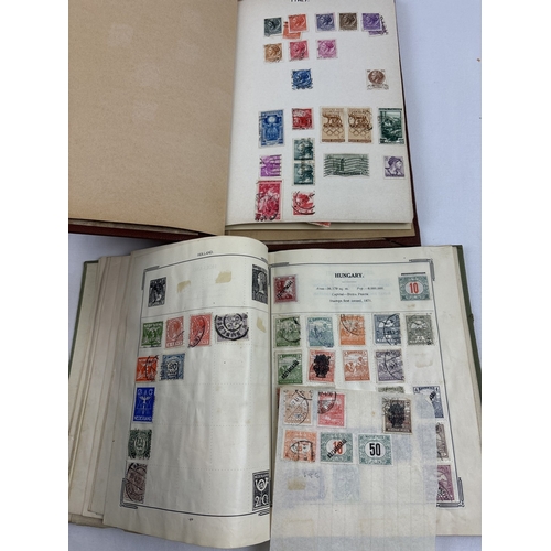 70 - 2 early to mid 20th century stamp albums containing assorted world stamps, together with a quantity ... 