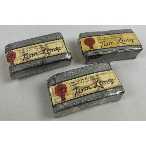 175 - 3 vintage 1950's 1oz packets of Tom Long tobacco (full). Have been sealed at some point with celloph... 