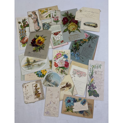 185 - 200 assorted Victorian, Edwardian & Vintage greetings cards, in varying sizes and designs.