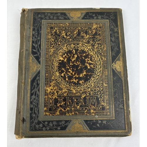 187 - A late Victorian scrap album with embossed floral and gilt detail to front cover, dated 1881. Contai... 