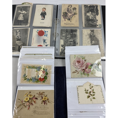 191 - 2 albums containing 180+ assorted Edwardian and vintage greetings cards, in varying sizes and design... 