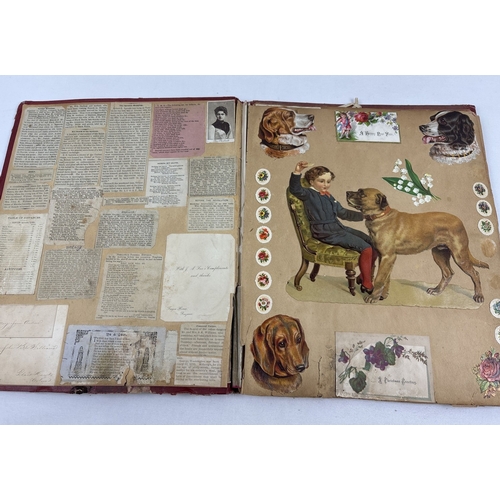 200 - A large Victorian scrap album containing assorted greetings cards, invitations and scraps.