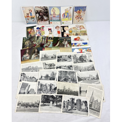 264 - A collection of 50 assorted vintage postcards & greetings cards to include 26 Hampshire CC Education... 