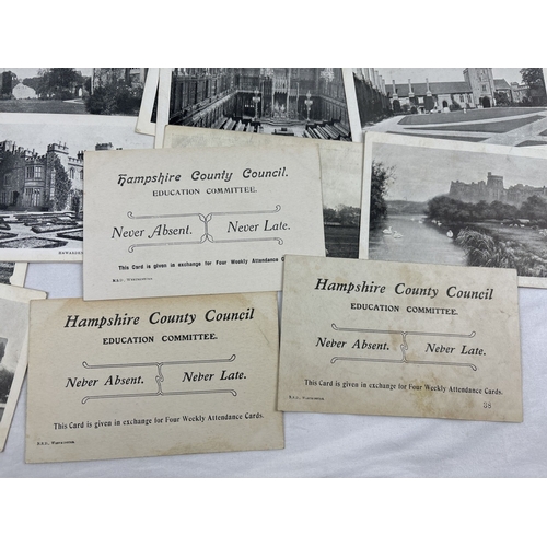 264 - A collection of 50 assorted vintage postcards & greetings cards to include 26 Hampshire CC Education... 