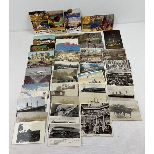 267 - 50+ assorted vintage postcards relating to vehicles and transport. To include photographic cards of ... 