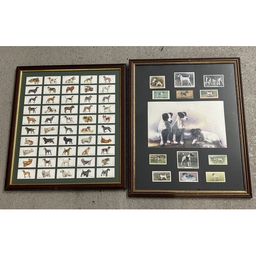 228 - 2 framed & glazed cigarette card sets. A complete set of 50 Dogs cards from the 1930's, with picture... 