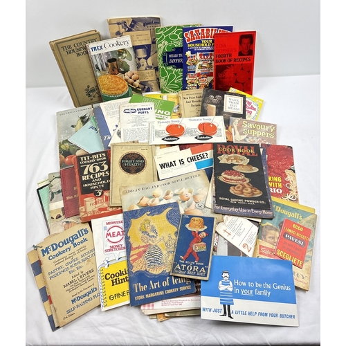 232 - A box of assorted vintage books, leaflets and ephemera relating to cookery and food.