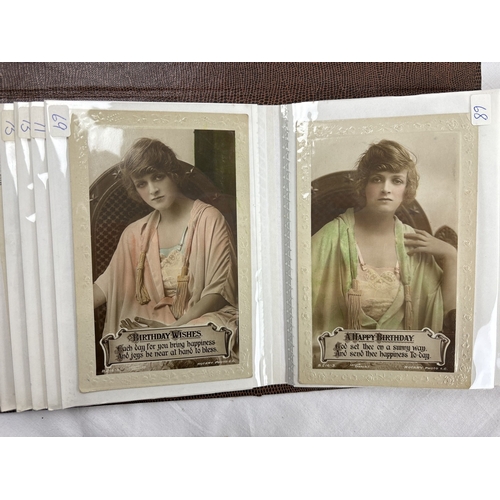 278 - 4 albums containing 299 assorted Victorian & vintage postcards to include famous actresses of the da... 