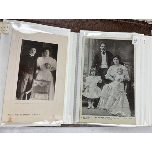 278 - 4 albums containing 299 assorted Victorian & vintage postcards to include famous actresses of the da... 