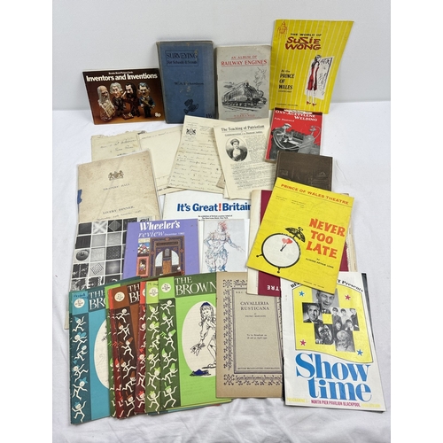 236 - A box of assorted vintage ephemera items to include cigarette card albums, booklets, calendars, maga... 