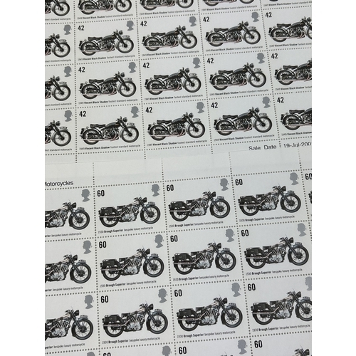 51 - A full set of 6 sheets of 2005 issue Motorbike stamps. Denominations of 40, 42, 47, 60, 68 and 1st. ... 