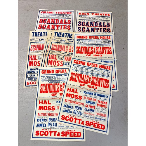 108 - 10 large paper 30' x 20' printed theatre posters for the showing of Scandals & Scanties. Showing at ... 