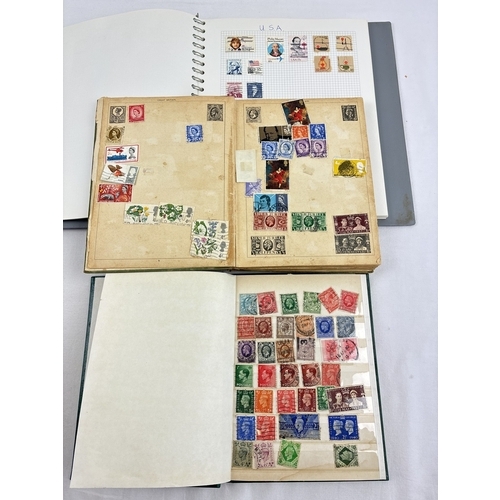 63 - A blue stamp collection album together with 2 small vintage stamp albums, all containing British and... 