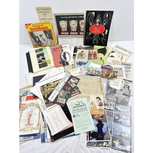 229 - A box of assorted vintage advertising ephemera to include booklets & pamphlets, bookmarks, postcards... 