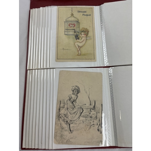 237 - An album containing 100 assorted Victorian & Edwardian greetings and sweetheart postcards.