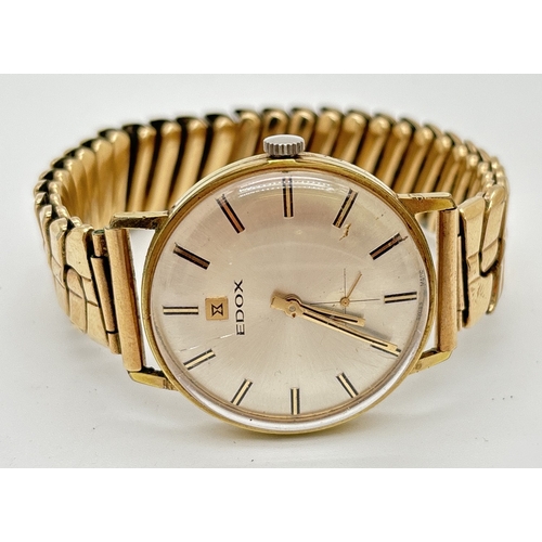 1134 - A vintage Edox men's wristwatch with secondary dial. Gold plated case with rolled gold expanding bra... 