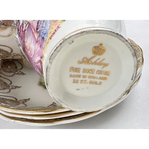 1254 - A box of assorted vintage ceramic tea ware and plates, to include Coalport, Royal Doulton and Royal ... 