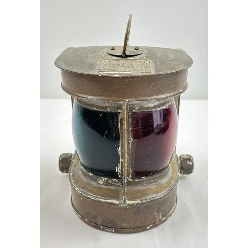 1322 - A vintage copper ACDL Improved Combination ships lantern with dual coloured lens. Name plaque to top... 