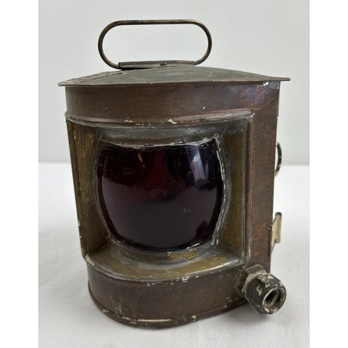 1322 - A vintage copper ACDL Improved Combination ships lantern with dual coloured lens. Name plaque to top... 