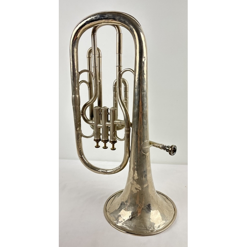 1340 - A vintage Butler, Haymarket London, saxhorn with mouthpiece. Approx. 51cm long, diameter of bell app... 