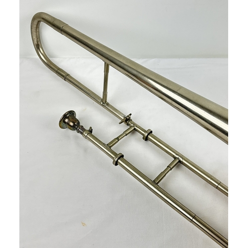 1345 - A vintage Bessons & Co small-bore tenor trombone by Boosey, with mouthpiece. Approx. 102cm long, bel... 