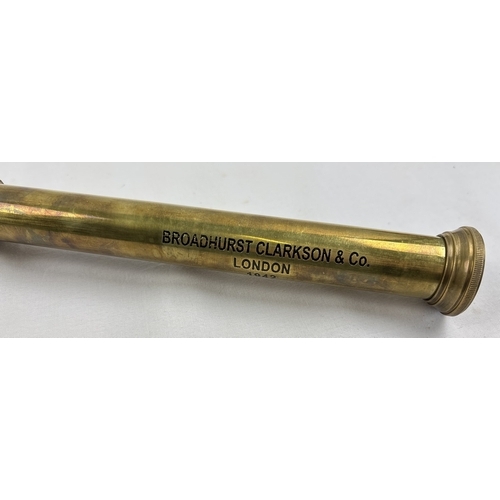 1405 - A large modern brass 5 drawer telescope marked Broadhurst Clarkson & Co, London. Approx. 27.5cm long... 