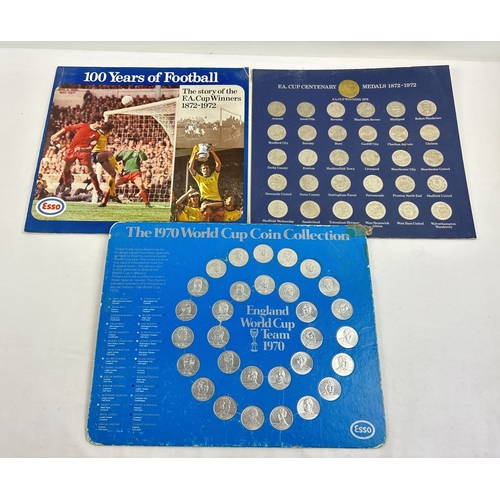 1507 - 2 vintage 1970's football related medallion/coin collectors sets from Esso - complete. 1972 FA Cup C... 