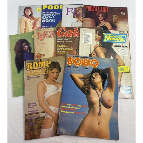 289 - 10 assorted vintage 1960's & 70's adult erotic magazines, to include Romp, National News, Skirt, Fli... 