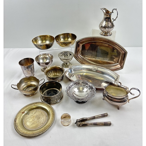1196 - A box of assorted antique & vintage silver plated table ware items to include Walker & Hall.