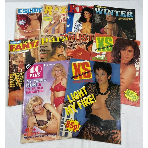 61 - 10 assorted adult erotic magazines from the 1980's & 90's, to include Rustler, 40 Plus, XS, Parade a... 