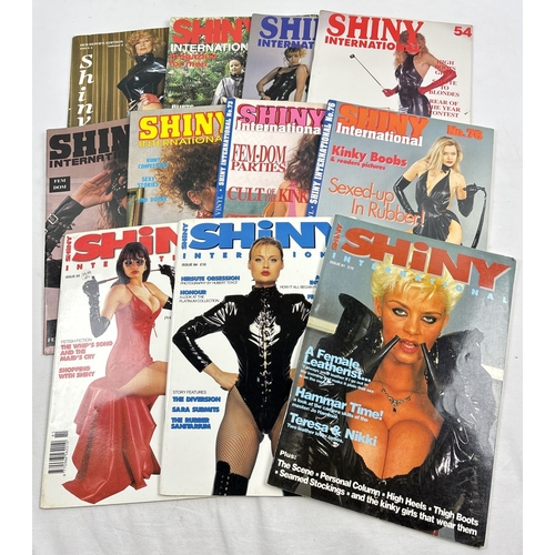 73 - 11 assorted issues of Shiny, specialist fetish adult erotic magazine featuring rubber, latex & PVC.