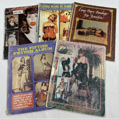 76 - 5 vintage specialist bondage & fetish adult erotic magazines, to include The Fifties Fetish Album, B... 